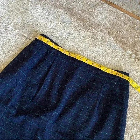 J. Crew Plaid Wool Mini Skirt A-Line Lined Blue Green: 8 - Picture 3 of 6